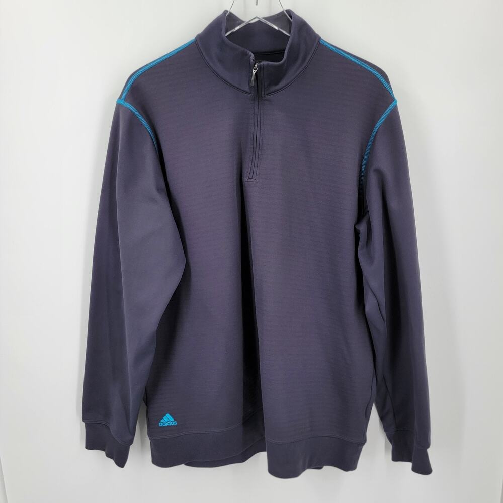 Adidas Golf Climalite Pullover Mens XL Gray Blue Quarter Zip Long Sleeve
